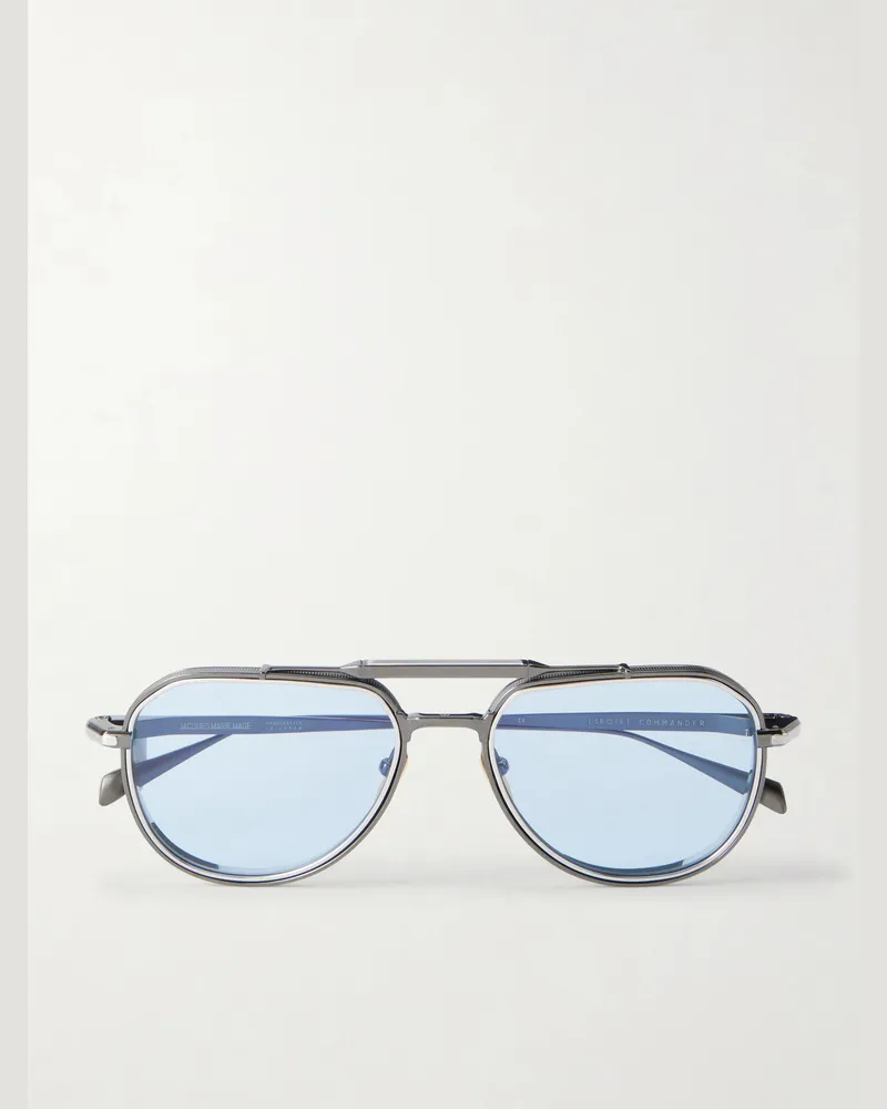 Jacques Marie Mage Commander Aviator-Style Titanium Sunglasses Silver