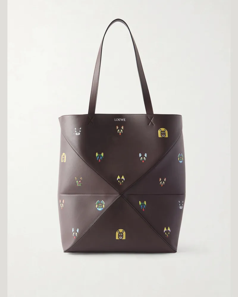Loewe Louis Wain Puzzle Fold XL Leather Tote Bag Brown