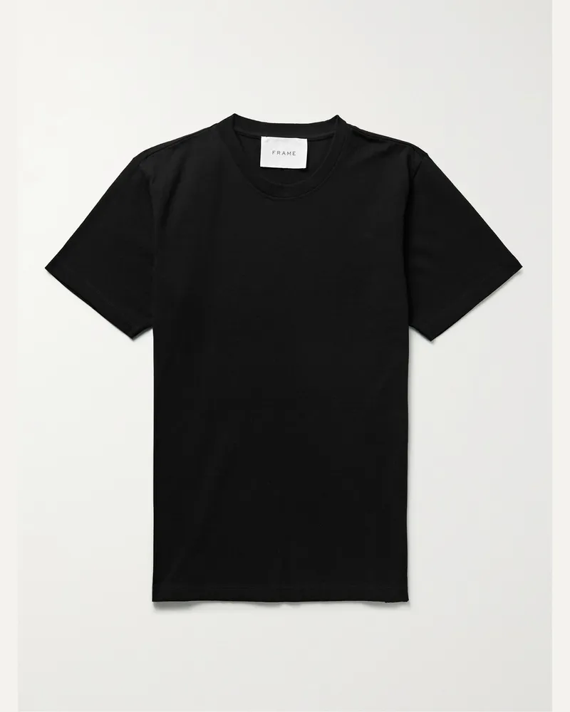 Frame Denim T-Shirt aus Baumwoll-Jersey Schwarz