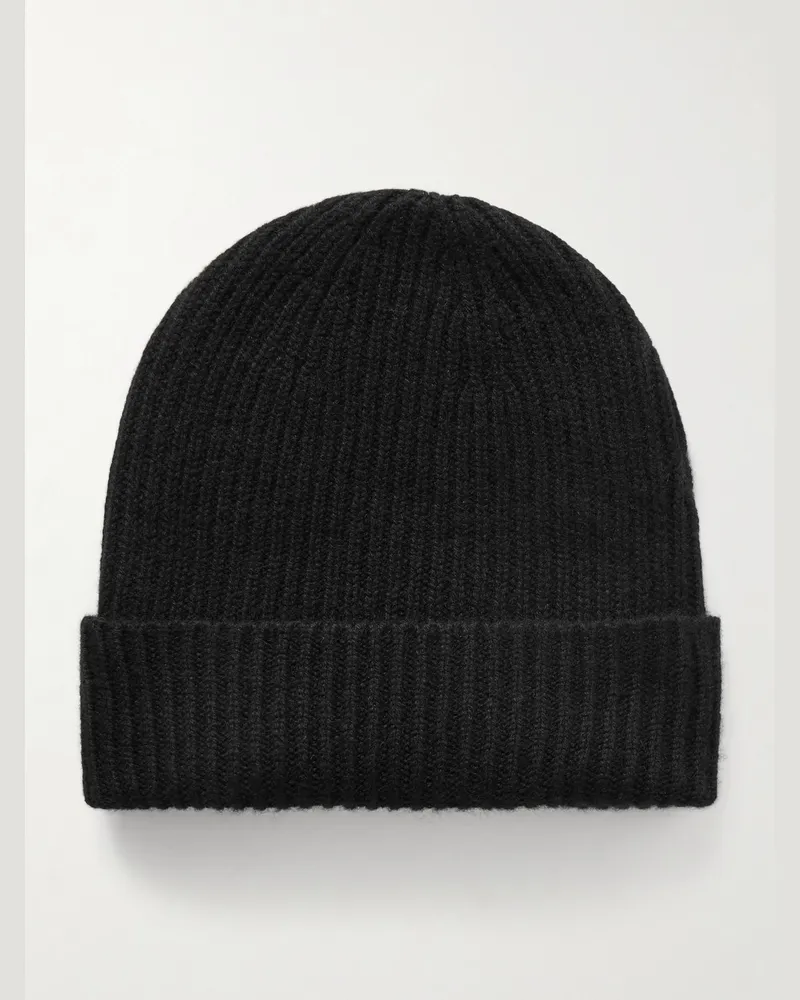 William Lockie Ribbed Cashmere Beanie Black