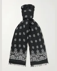 Saint Laurent Fringed paisley-print modal and cashmere-blend scarf Schwarz