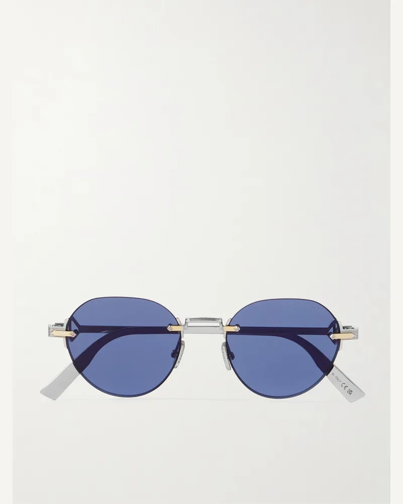 Dior CD Diamond R5U Round-Frame Rimless Silver- and Gold-Tone Sunglasses Silver