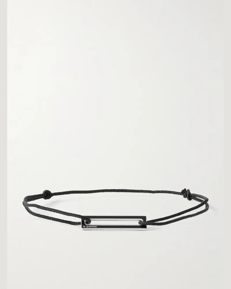Le Gramme Le 1.7g Armband aus Kordel mit Detail aus Sterlingsilber und Emaille Schwarz