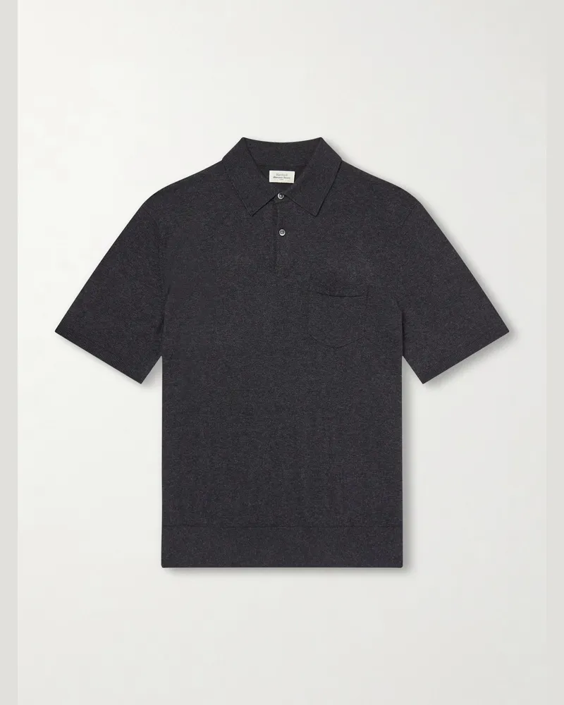 Hartford Cotton and Cashmere-Blend Polo Shirt Gray