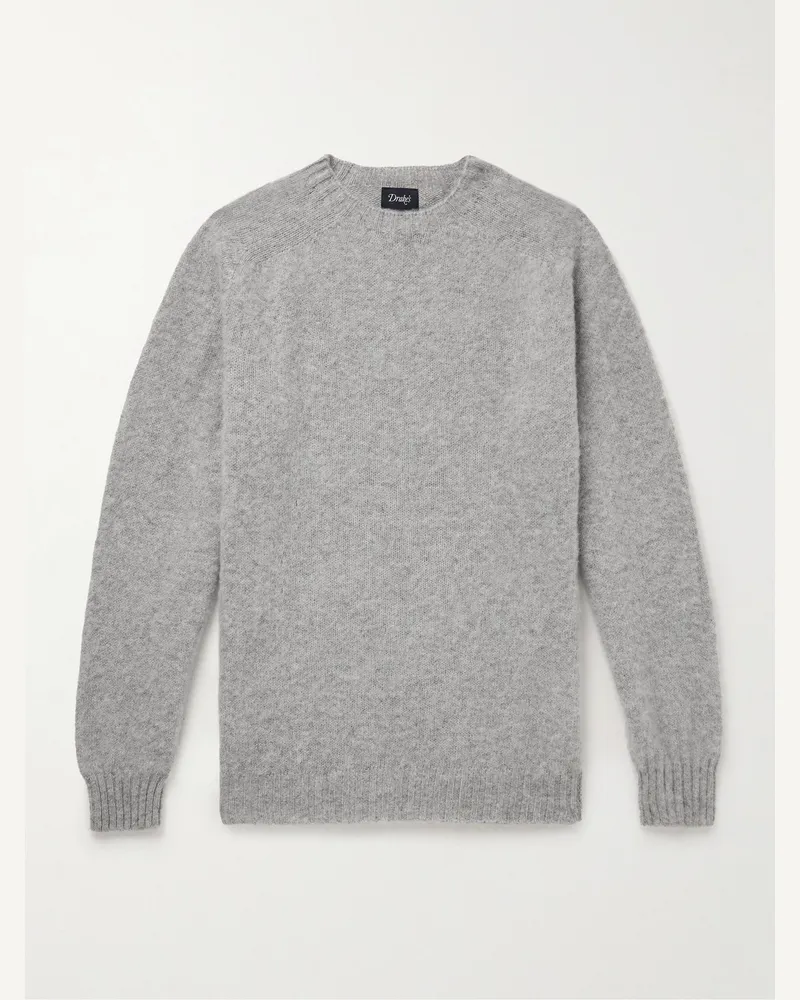 Drake's Brushed Virgin Shetland Wool Sweater Gray