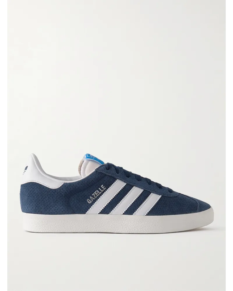 adidas Gazelle Sneakers aus perforiertem Veloursleder mit Lederbesatz Blau