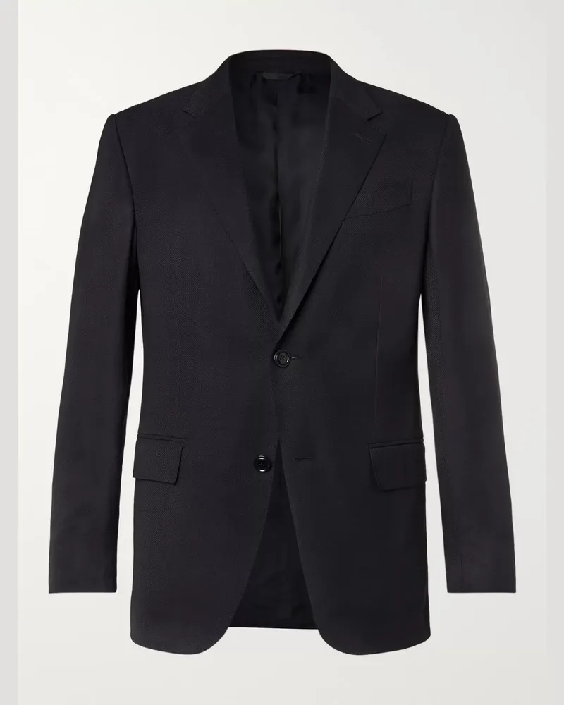 Ermenegildo Zegna Dunkelblaues Sakko aus einer Stretch-Woll-Seidenmischung mit 10 Taschen Blau