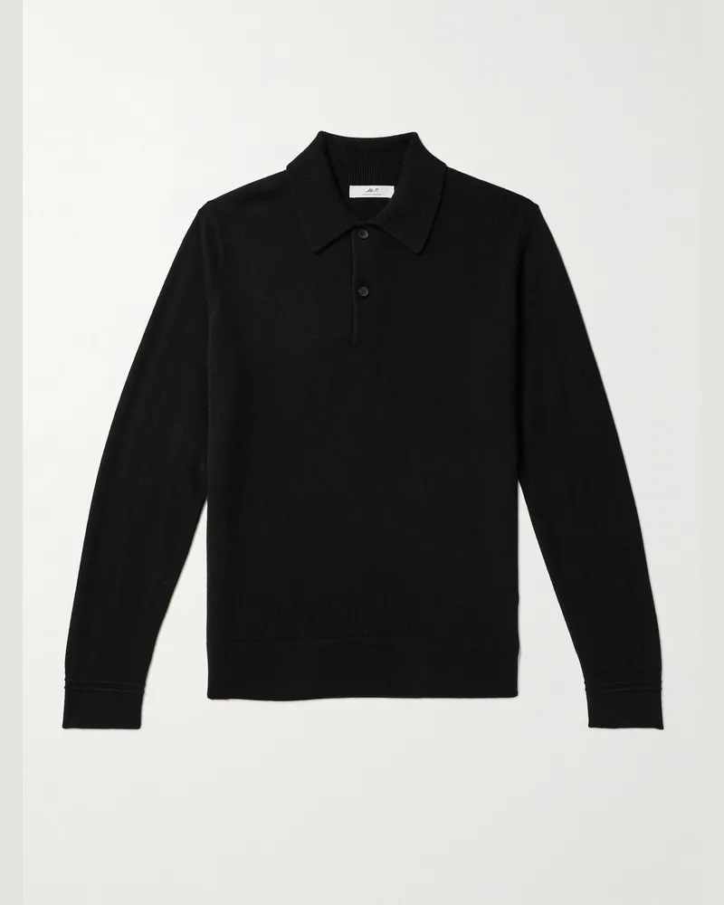 MR P. Pullover aus Kaschmir mit Polokragen Schwarz