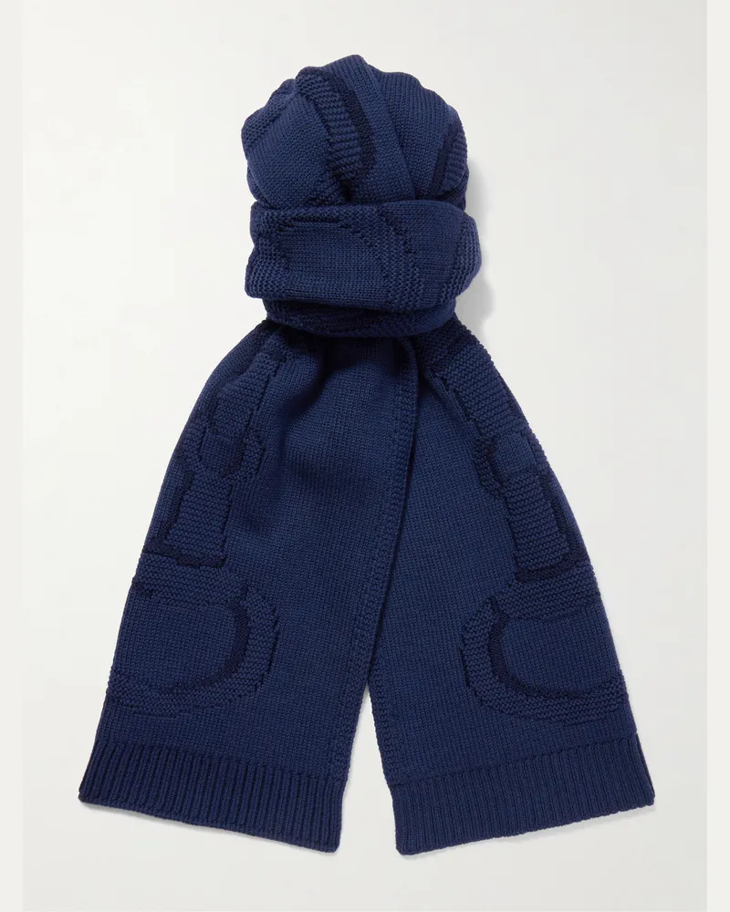 Gucci Schal aus Woll-Jacquard Blau