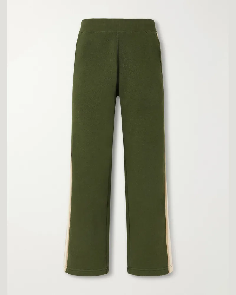 Aimé Leon Dore Straight-Leg Striped Cotton Sweatpants Green