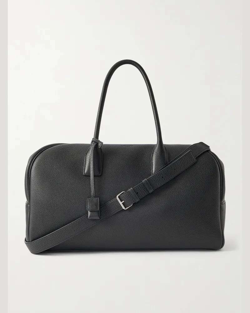 Saint Laurent Bowling-Tasche aus vollnarbigem Leder Schwarz