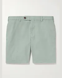 Sid Mashburn Gerade geschnittene Shorts aus Baumwoll-Twill in Stückfärbung Grün