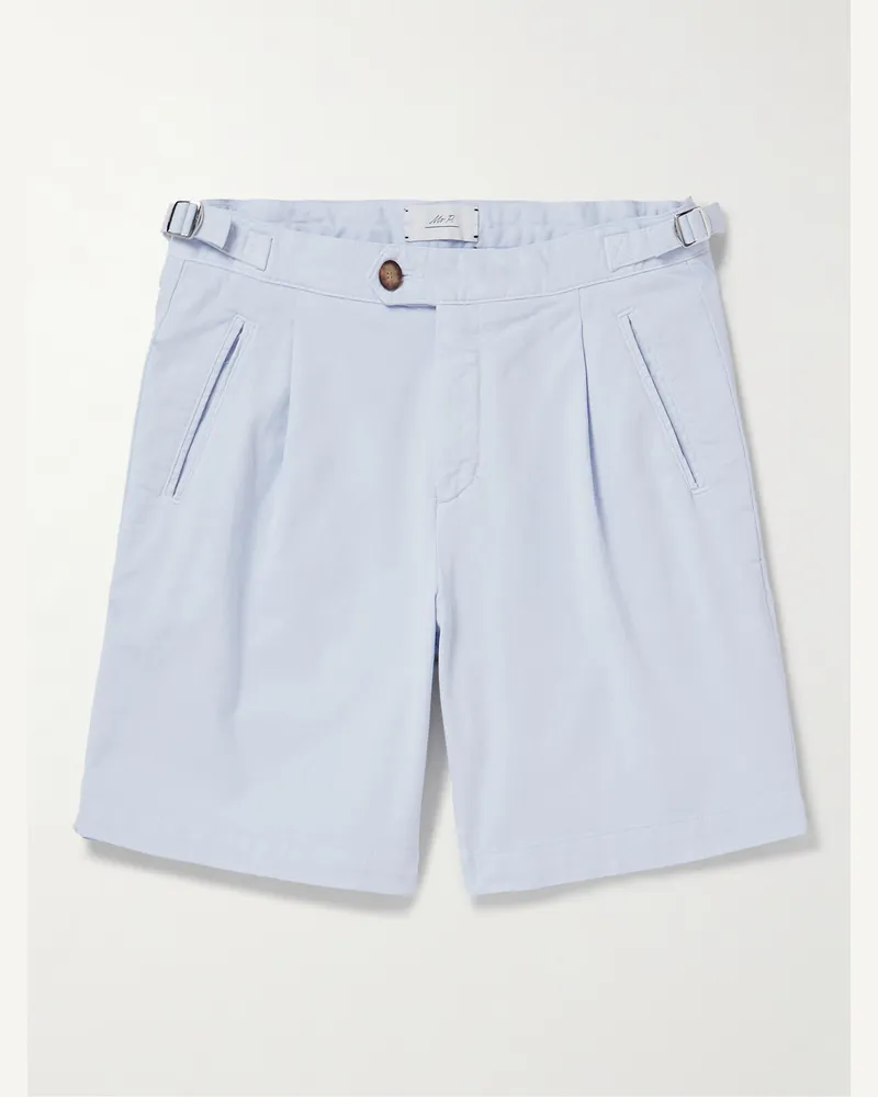 MR P. Weit geschnittene Shorts aus Twill aus einer Biobaumwollmischung mit Falten Blau