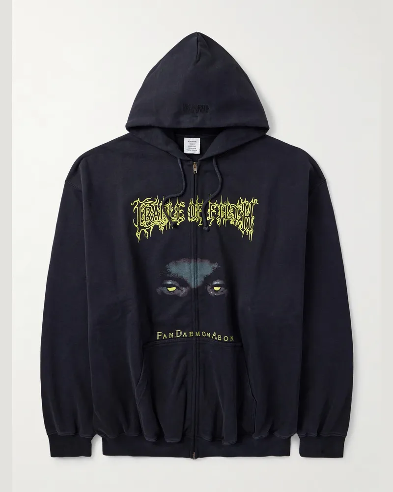 VETEMENTS Cradle of Filth Oversized-Kapuzenjacke aus Baumwoll-Jersey mit Print und Reißverschluss Schwarz
