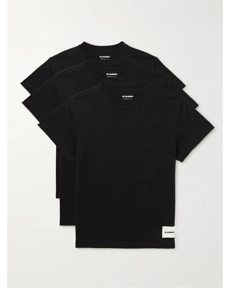 Jil Sander Set aus drei T-Shirts aus Biobaumwoll-Jersey Schwarz