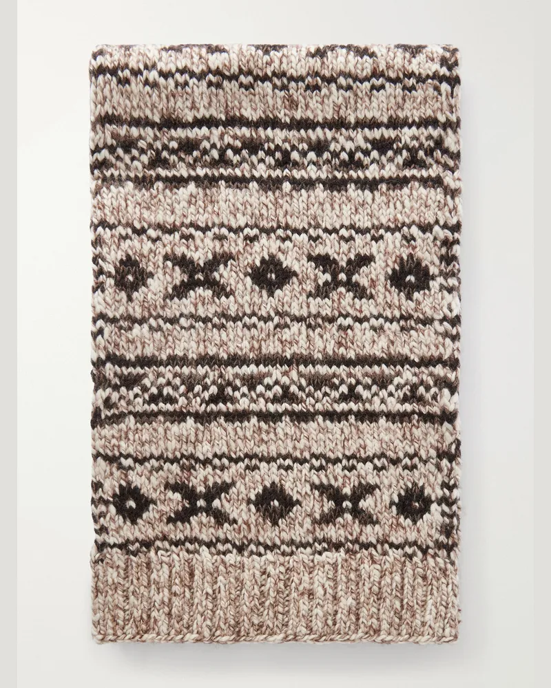 RRL Fair Isle Wool-Blend Jacquard Scarf Brown