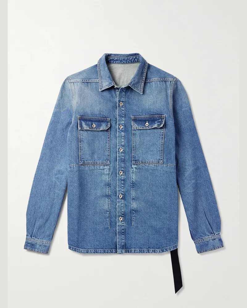 DRKSHDW by Rick Owens Hemdjacke aus Denim mit Webband Blau