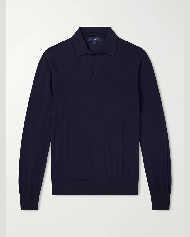 SEASE Lasca Virgin-Wool Polo Shirt Blue