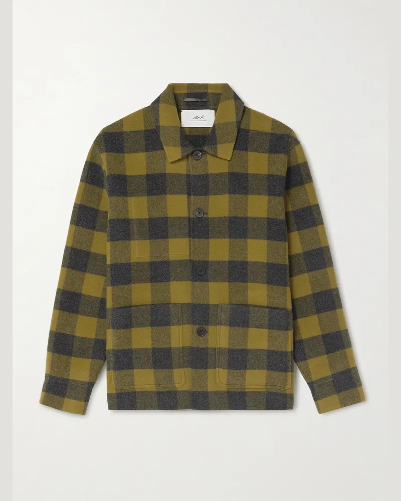 MR P. Checked Double-Faced Wool and Cashmere-Blend Chore Jacket Green