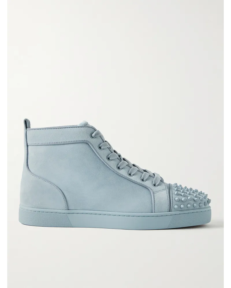 Christian Louboutin Lou Orlato High-Top-Sneakers aus Veloursleder mit Stachelnieten Blau