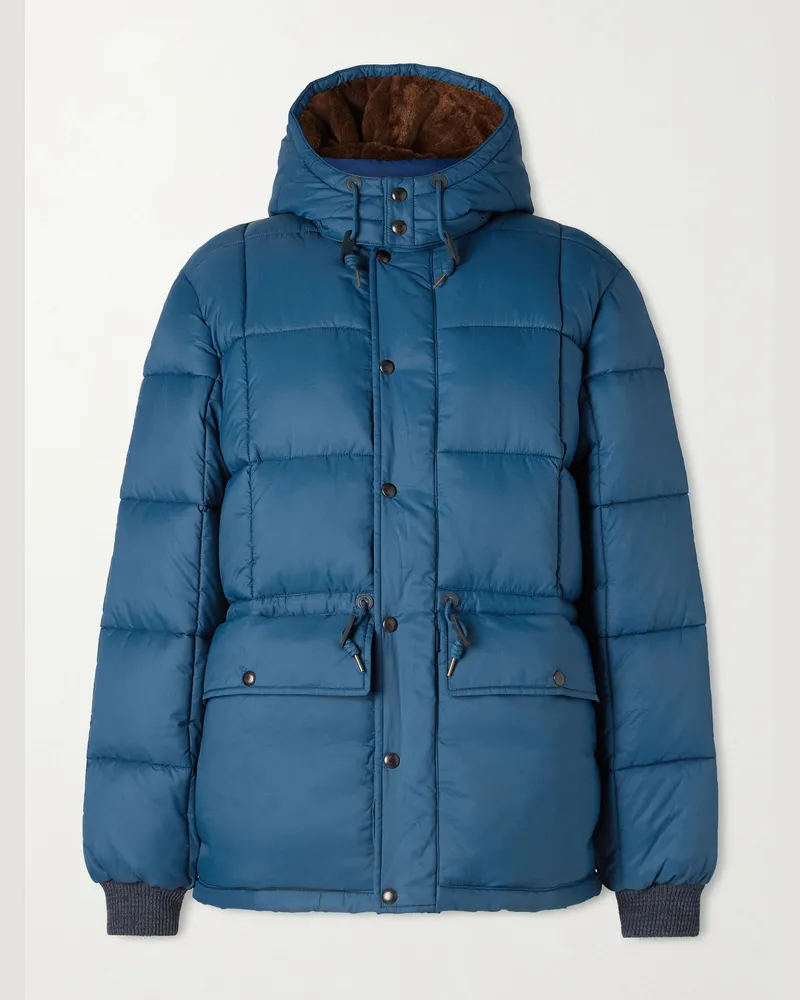 RRL Steppjacke aus recyceltem Ripstop mit Kapuze Blau