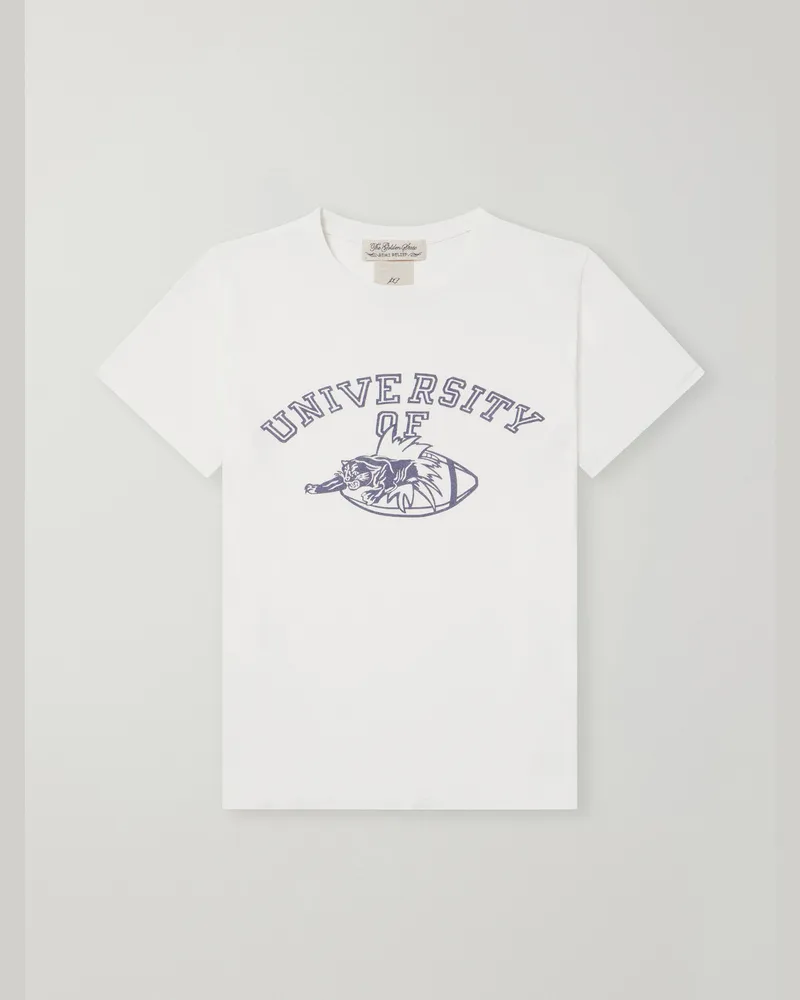 Remi Relief University Of Distressed Printed Cotton-Jersey T-Shirt Neutrals