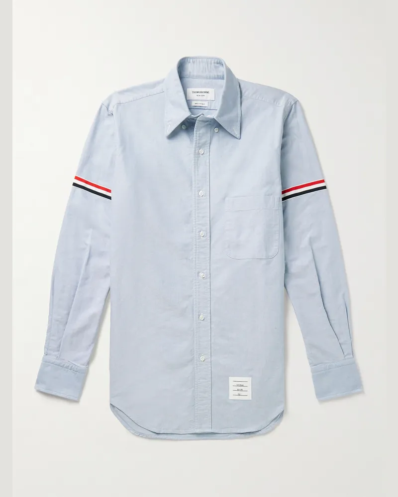 Thom Browne Hemd aus Baumwoll-Oxford mit Button-Down-Kragen und Ripsband Blau