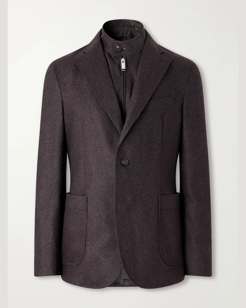 Slowear Wool-Blend Flannel Suit Jacket Brown