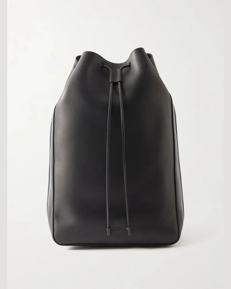 Tom Ford T Line Leather Drawstring Backpack Black