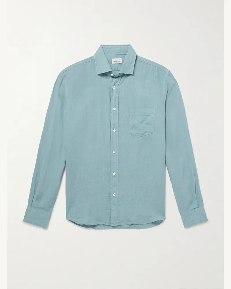 Hartford Paul Pat Hemd aus Leinen Blau