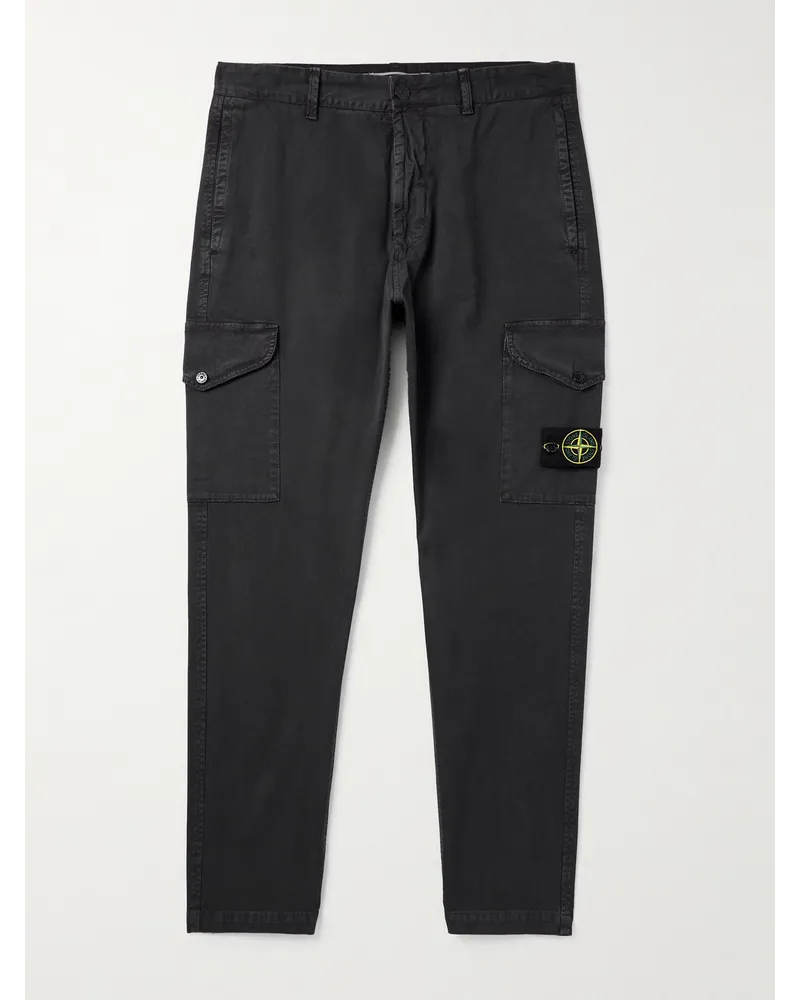 Stone Island Schmal zulaufende Cargohose aus einer Baumwollmischung mit Logodetail Grau