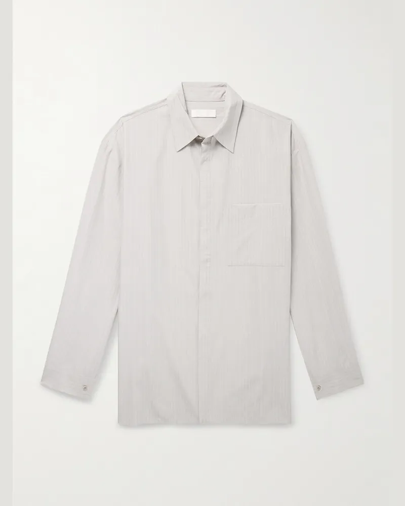AMOMENTO Gestreiftes Hemd aus einer Tencel™-Lyocell-Baumwollmischung Grau