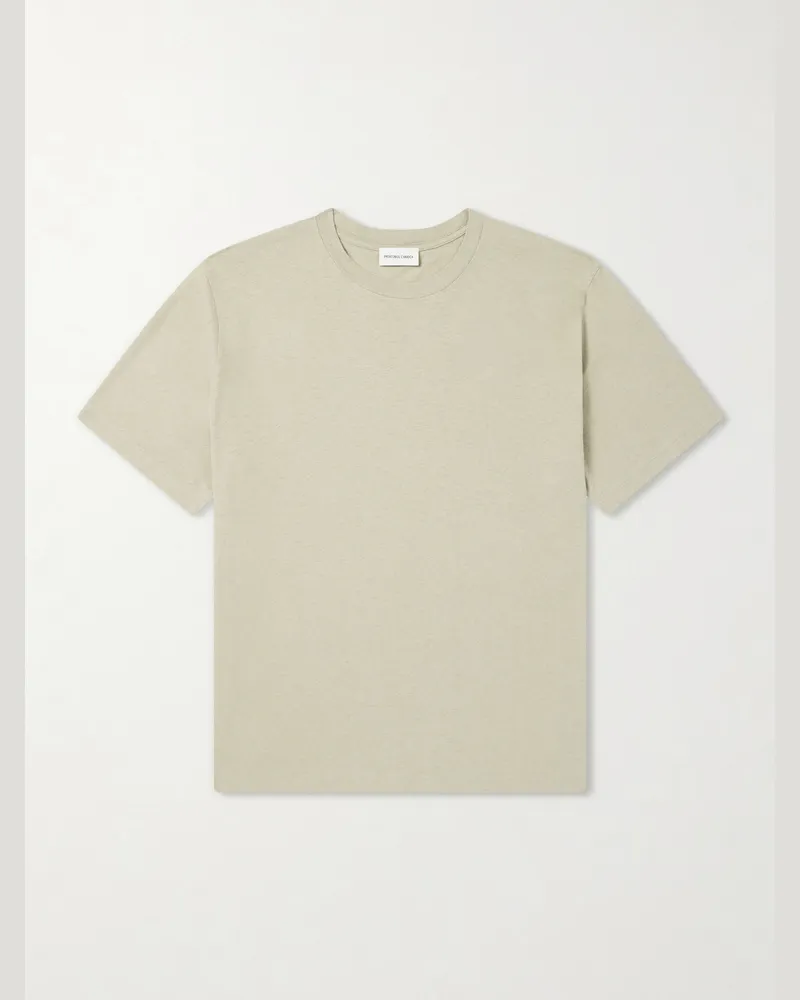 Frescobol Carioca Dinis Linen-Blend T-Shirt Green