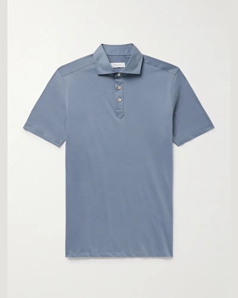 Boglioli Polohemd aus Baumwoll-Jersey Blau