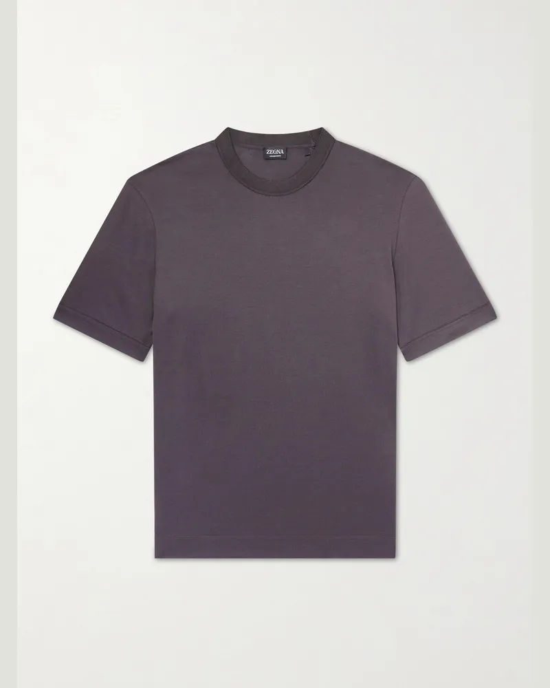 Ermenegildo Zegna Cotton and Silk-Blend T-Shirt Brown