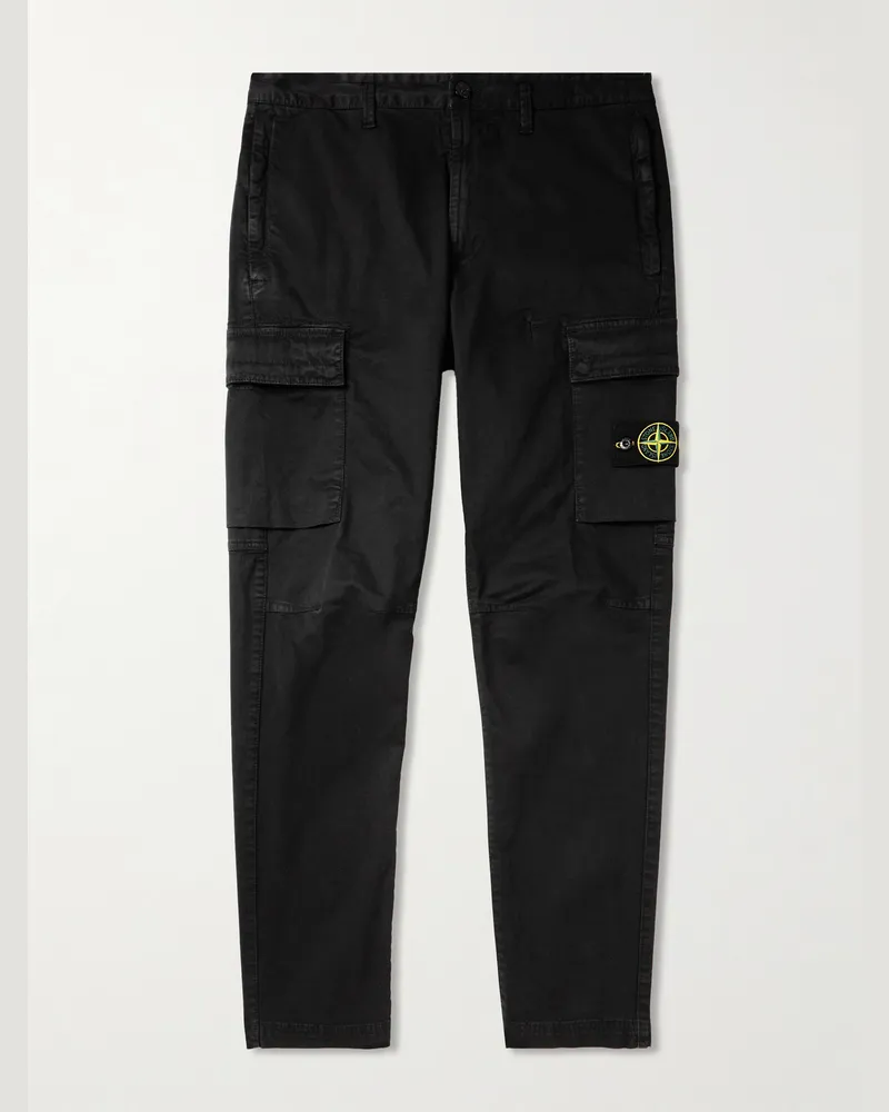 Stone Island Schmal zulaufende Cargohose aus Stretch-Baumwolle Schwarz