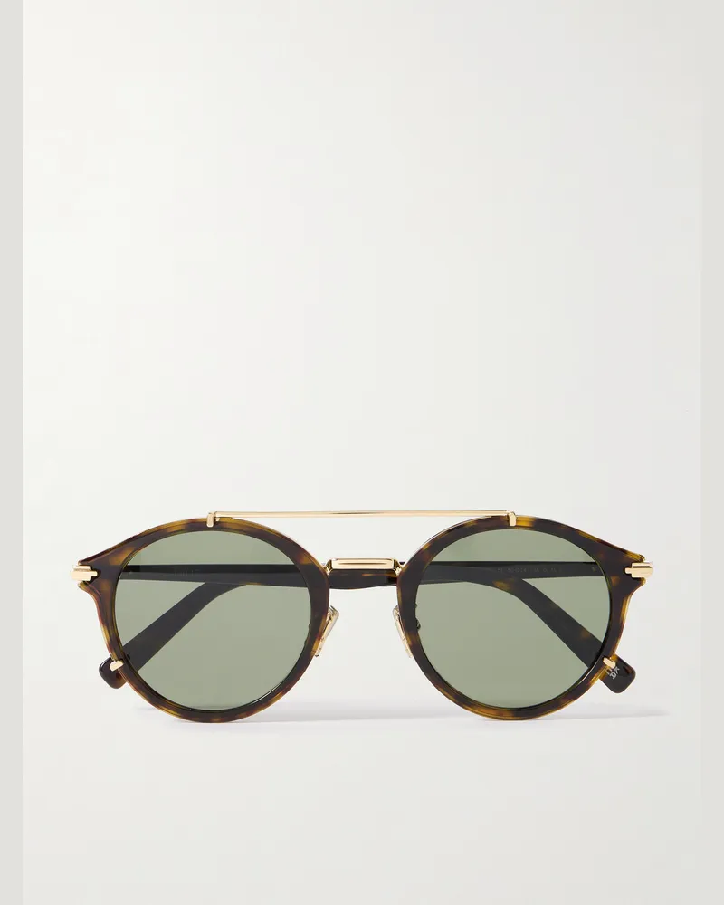 Dior DiorBlackSuit R7U Tortoiseshell Acetate and Gold-Tone Round-Frame Sunglasses Tortoiseshell