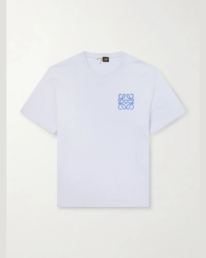 Loewe Paula's Ibiza Logo-Embroidered Cotton T-Shirt Blue