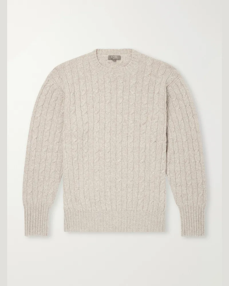 N.Peal Thames Cashmere Cable-Knit Sweater Neutrals