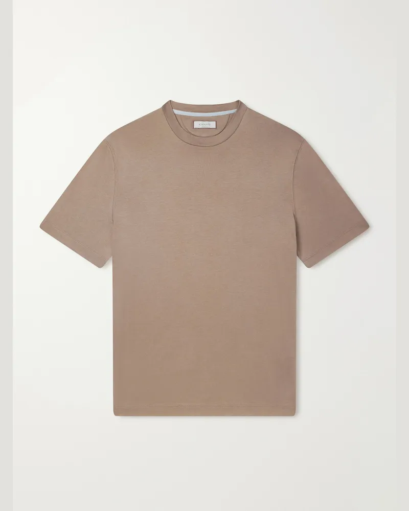 Canali Cotton-Jersey T-Shirt Brown