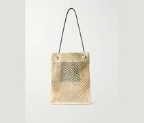 Paula's Ibiza Leather-Trimmed Raffia Tote Bag