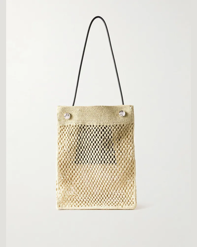 Loewe Paula's Ibiza Leather-Trimmed Raffia Tote Bag Neutrals