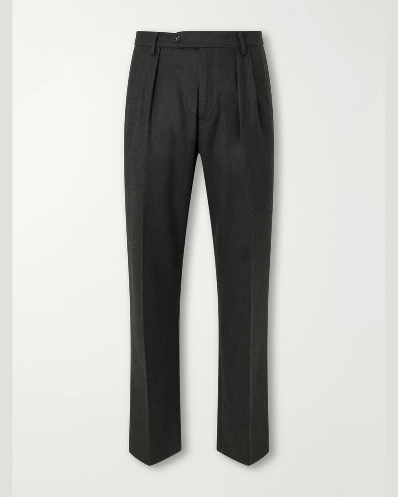 Massimo Alba Stan Straight-Leg Pleated Virgin Wool Suit Trousers Gray