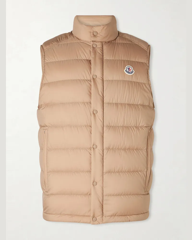 Moncler Barthe Logo-Appliquéd Quilted Nylon Down Gilet Brown