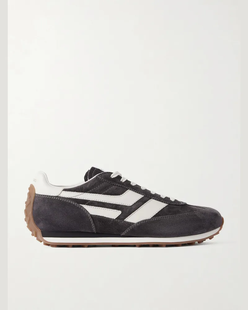 Tom Ford Mick Leather-Trimmed Suede Sneakers Gray