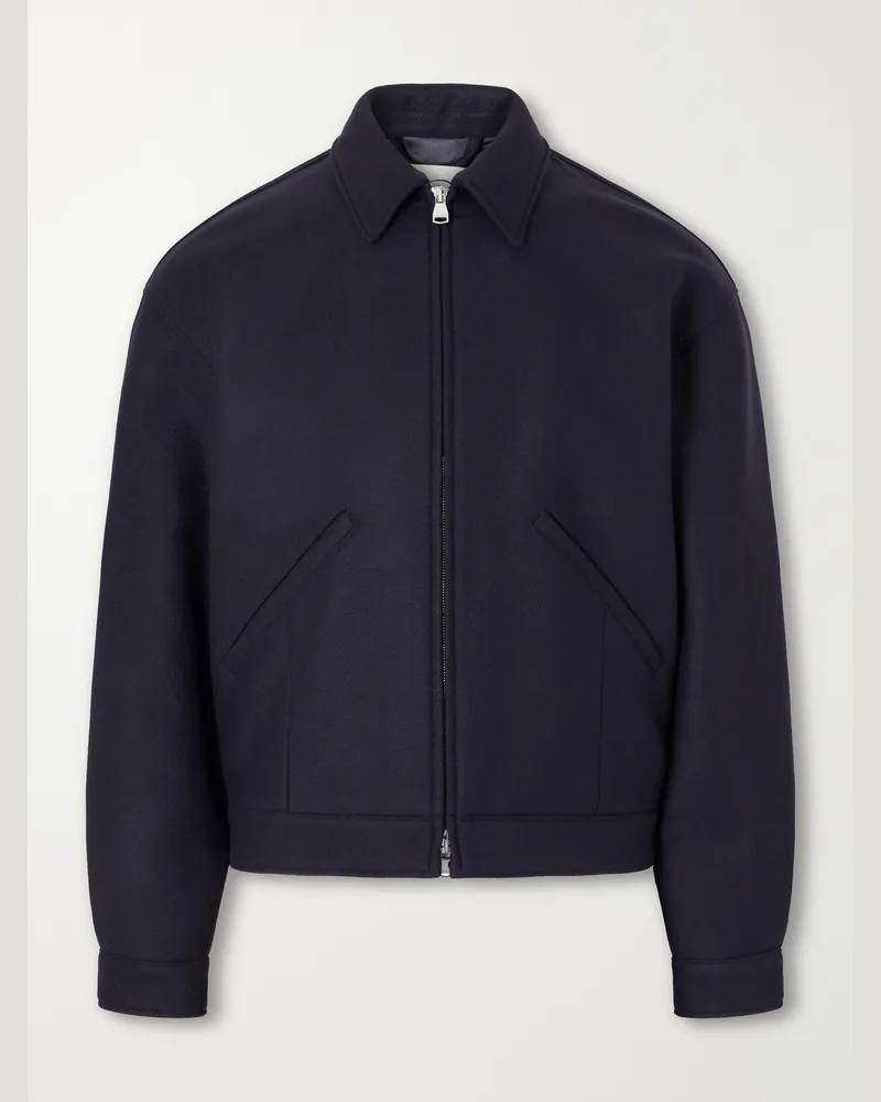 Valstar Brushed Virgin Wool-Twill Bomber Jacket Blue
