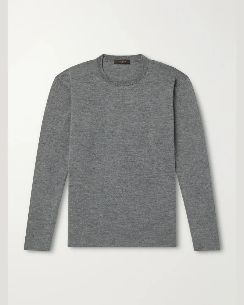 Slowear Zanone Slim-Fit Milano Stitch Virgin Wool Sweater Gray