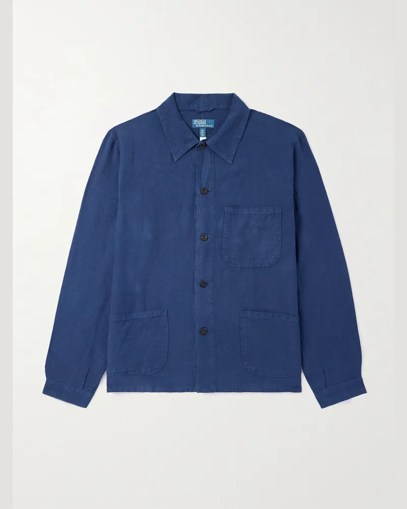 Ralph Lauren Hemdjacke aus Leinen Blau