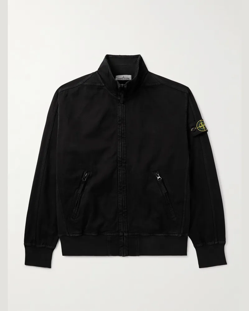 Stone Island Panama Jacke aus Baumwoll-Canvas mit Reißverschluss Schwarz