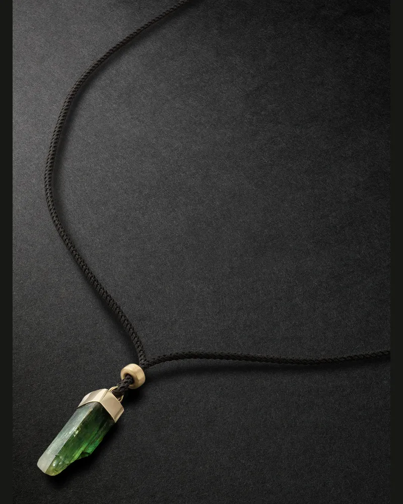Jacquie Aiche Gold, Tourmaline and Cord Necklace Green
